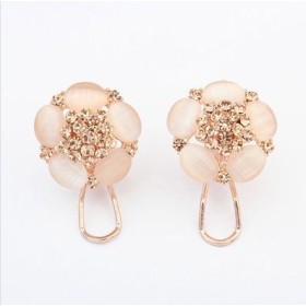 Beige Diamond Stud Earrings